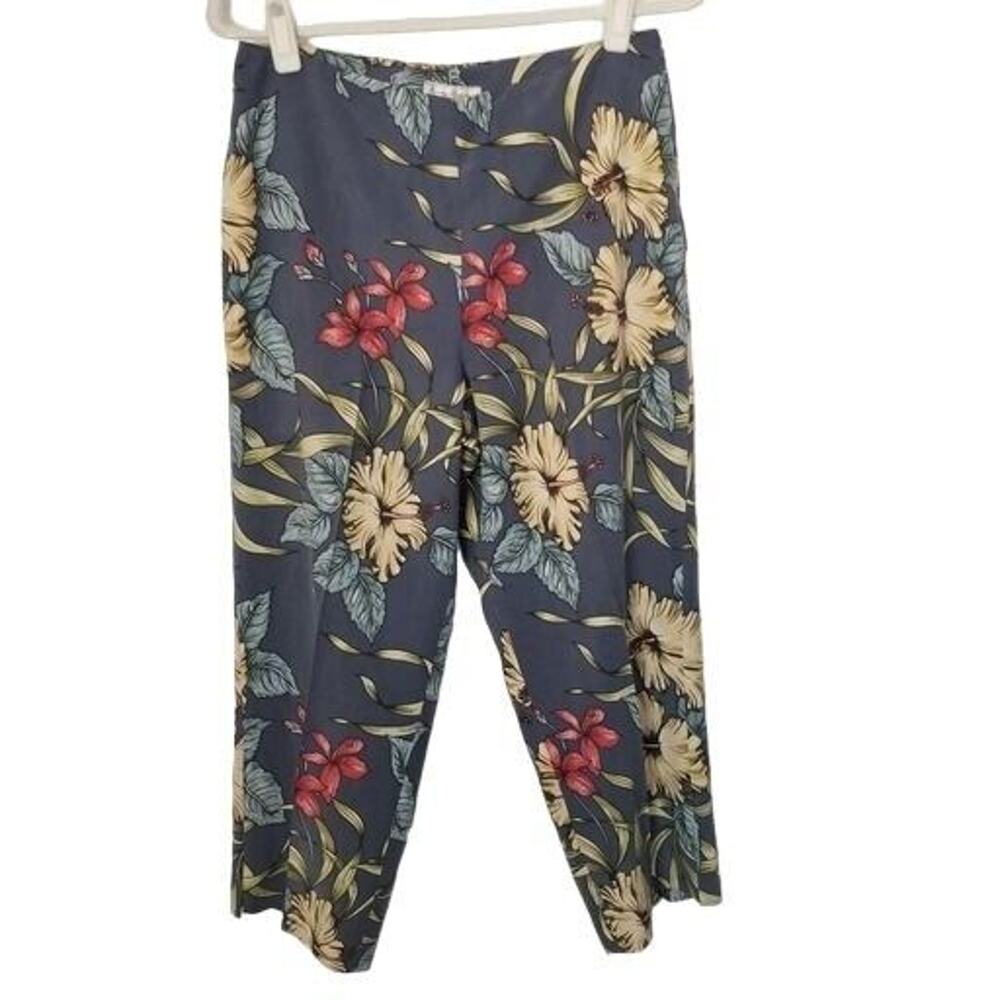 Tommy Bahama Womens Floral Silk Capri Pants Size 10 Resortwear Tropical Hawaiian